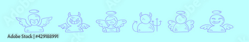set of lucifer cartoon icon design template with various models. vector illustration isolated on blue background