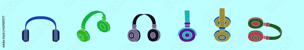 set of music cartoon icon design template with various models. vector illustration isolated on blue background set of music cartoon icon design template with various models. vector illustration isolated on blue background