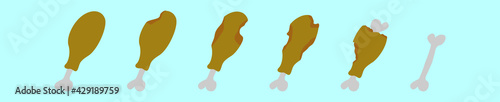 set of chicken leg cartoon icon design template with various models. vector illustration isolated on blue background