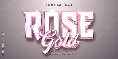 Strong text with a soft pink touch, cartoon-style editable text effect: ROSE

