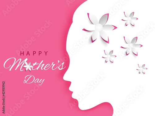 mother, mom, mothers day, happy, greeting card, face, paper cut, frame, congratulation, background, flowers, 3d, art, celebration, card, design, origami, set, decoration, love, vector, paper flower, d © Tally 18