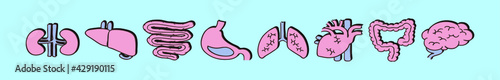 set of human organ cartoon icon design template with various models. vector illustration isolated on blue background