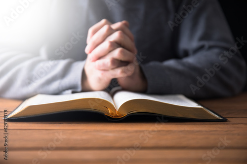prayer man with Holy Bible