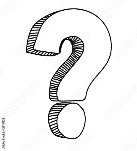 
Hand drawn question mark in doodle style. Sketch style icon. Isolated on white background
