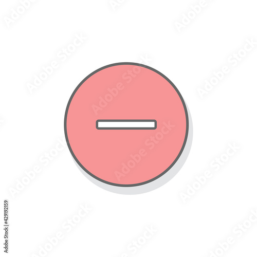 Red minus icon isolated on white background. Delete symbol modern, simple, vector, icon for website design, mobile app, ui. Vector Illustration