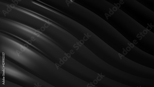Black gray gradient geometric abstract background. Elegant curved lines and shape with color graphic design. 3d Rendering...