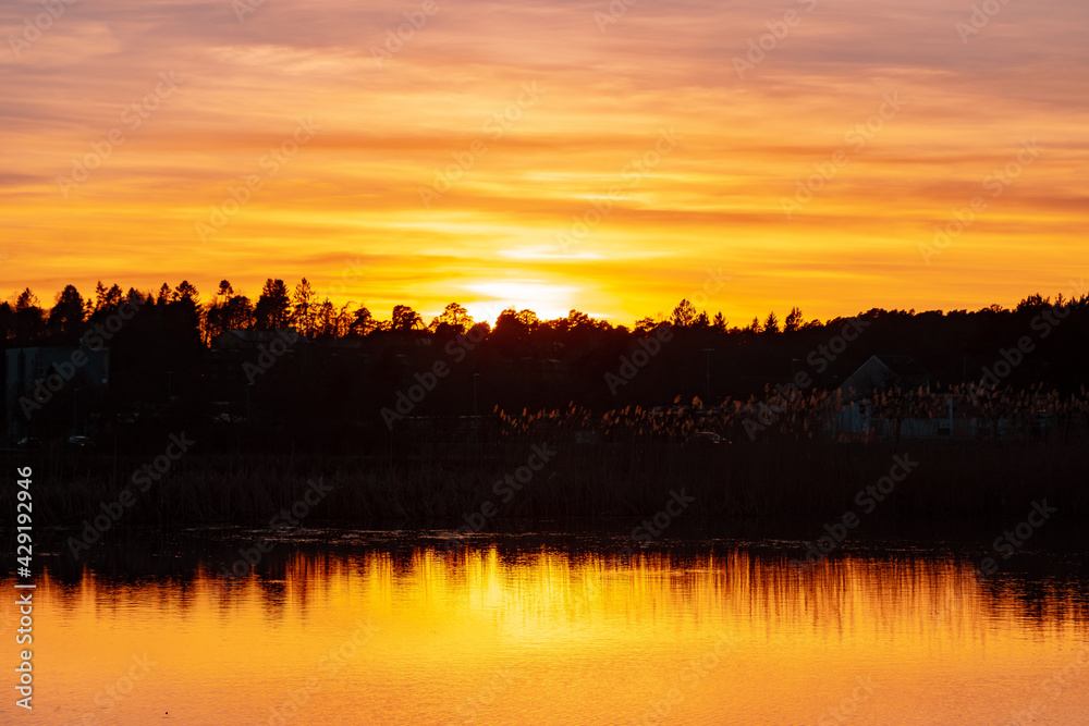 sunset over the river