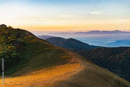 ridges of Doi Mon Jong mountain in morning