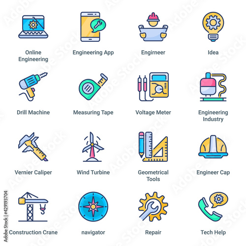 Engineering Filled Icons - Stroked, Vectors
