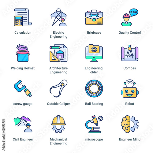 Engineering Filled Icons - Stroked, Vectors