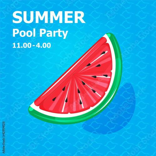 illustration vector flat cute cartoon of inflatable or float on invitation card summer pool party concept