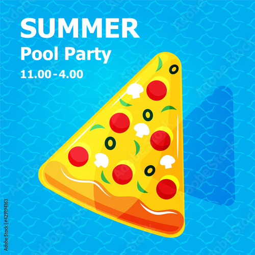 illustration vector flat cute cartoon of inflatable or float on invitation card summer pool party concept