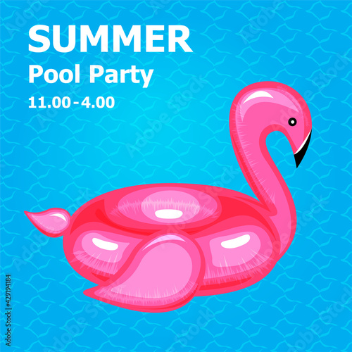 illustration vector flat cute cartoon of inflatable or float on invitation card summer pool party concept