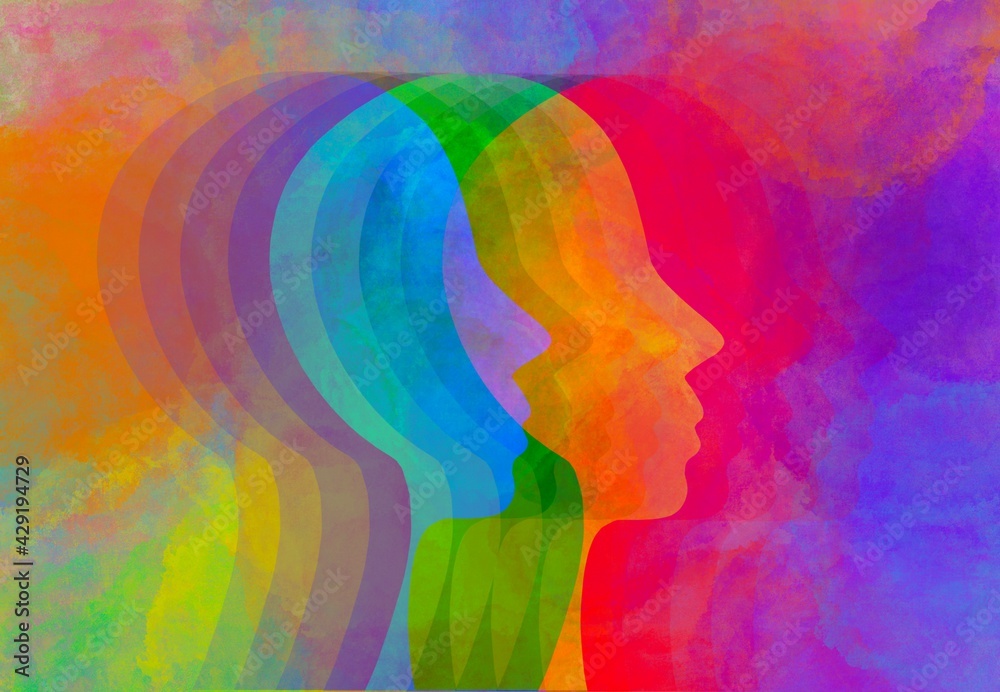 Illustrazione concettuale arcobaleno empatia. Uguaglianza. Comunicazione. Nazioni. Amicizia. Politica, questioni sociali Illustrazione concettuale arcobaleno empatia. Uguaglianza. Comunicazione. Nazioni. Amicizia. Politica, questioni sociali