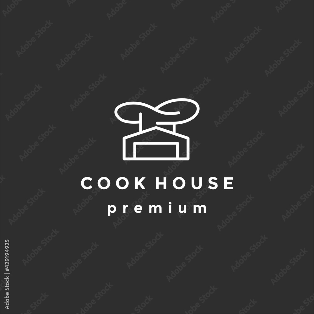 Chef Home Logo Concept, house, chef, Vector Logo Design Template on black background