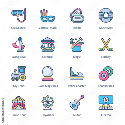 Entertainment Filled Icons - Stroked, Vectors