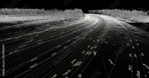 Photo Digital terrain model obtained from lidar scanning results (BIM DTM)