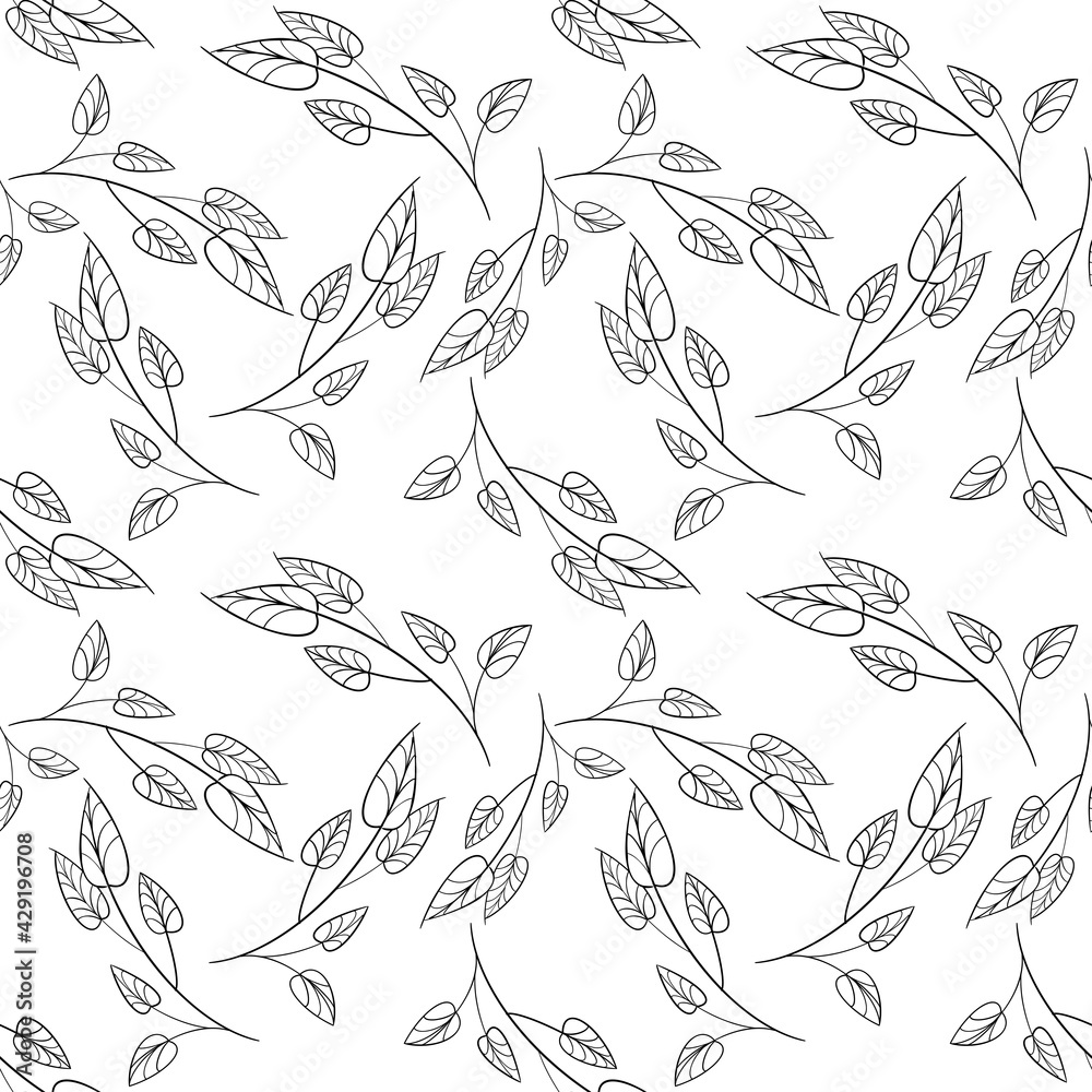 Fototapeta premium Graphic seamless pattern with leaves. Design for fabric, textile, wallpaper and packaging. 