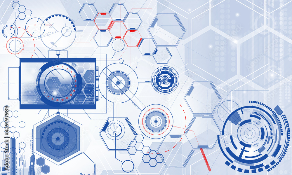 Abstract technology background with simple blue circles elements Abstract technology background with simple blue circles elements