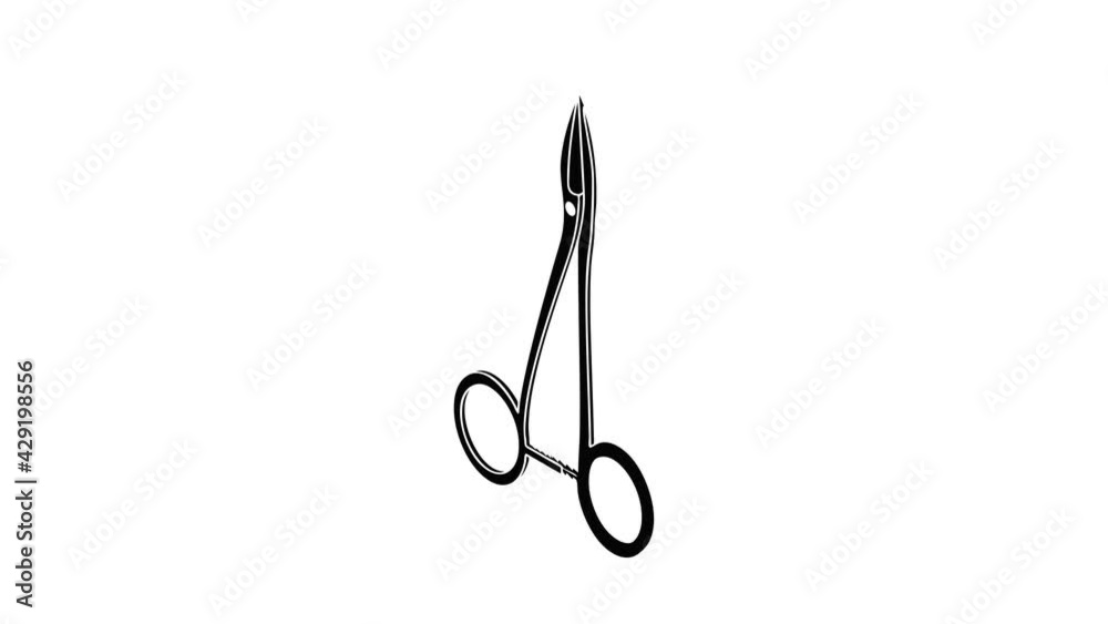 Hospital forceps icon animation isometric black object on white background Hospital forceps icon animation isometric black object on white background