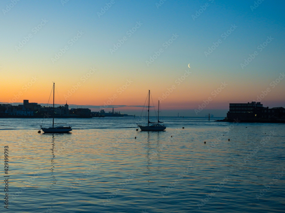 sunset in the harbor