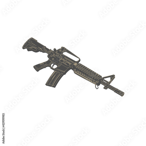 Illustration Vector graphic of assault rifle 