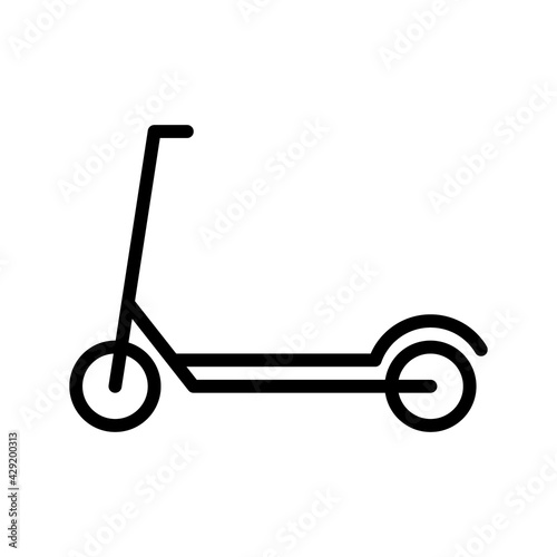 Kick scooter and electric scooter flat line icon. Rental, mobile app, eco transport simple vector illustration. Outline sign for mobile concept and web design, store, logo