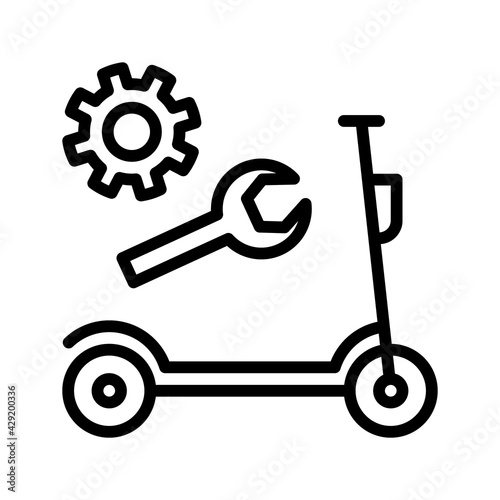 Kick scooter and electric scooter flat line icon. Rental, mobile app, eco transport simple vector illustration. Outline sign for mobile concept and web design, store, logo
