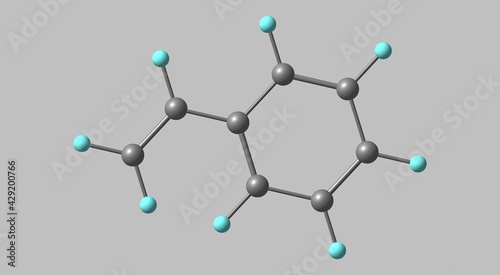 Styrene molecular structure isolated on grey