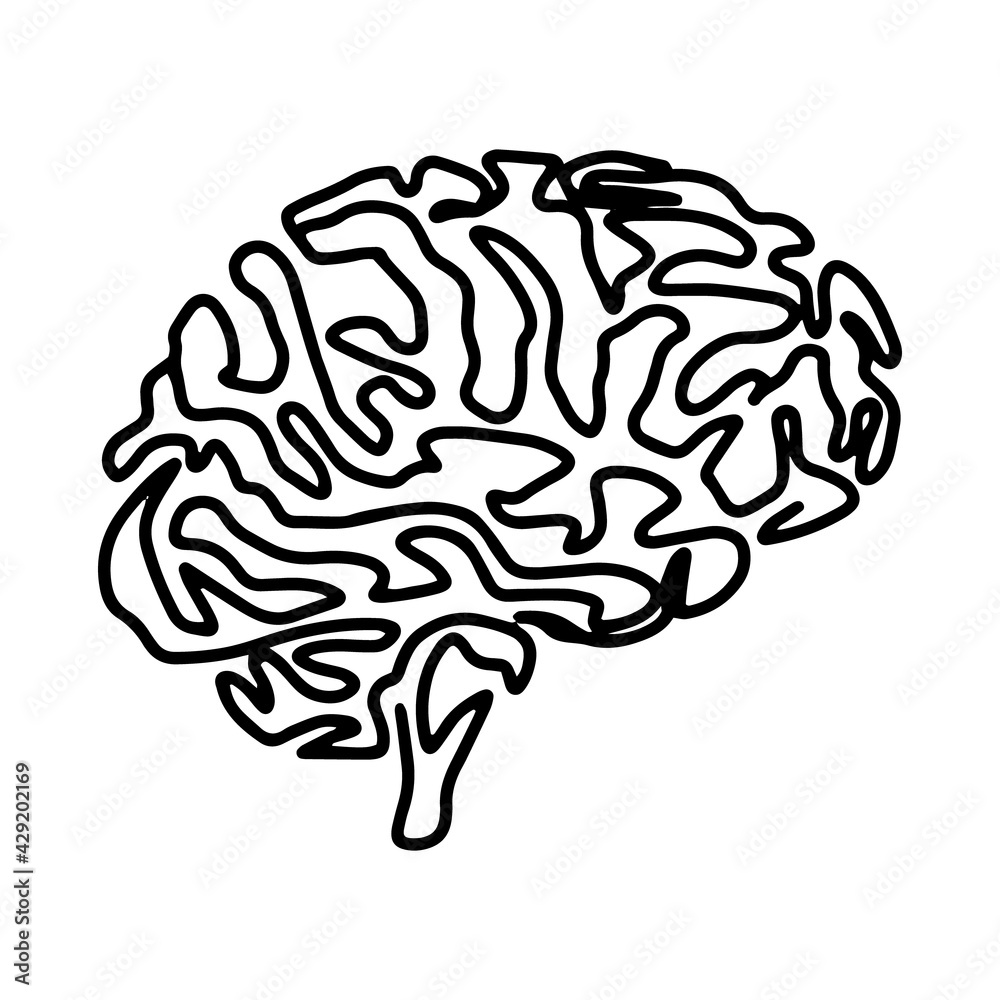 Brain icon vector sign isolated on white background.