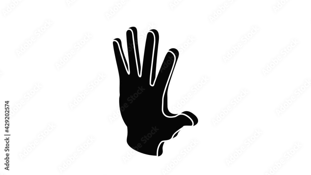 Election greeting hand icon animation isometric black object on white background