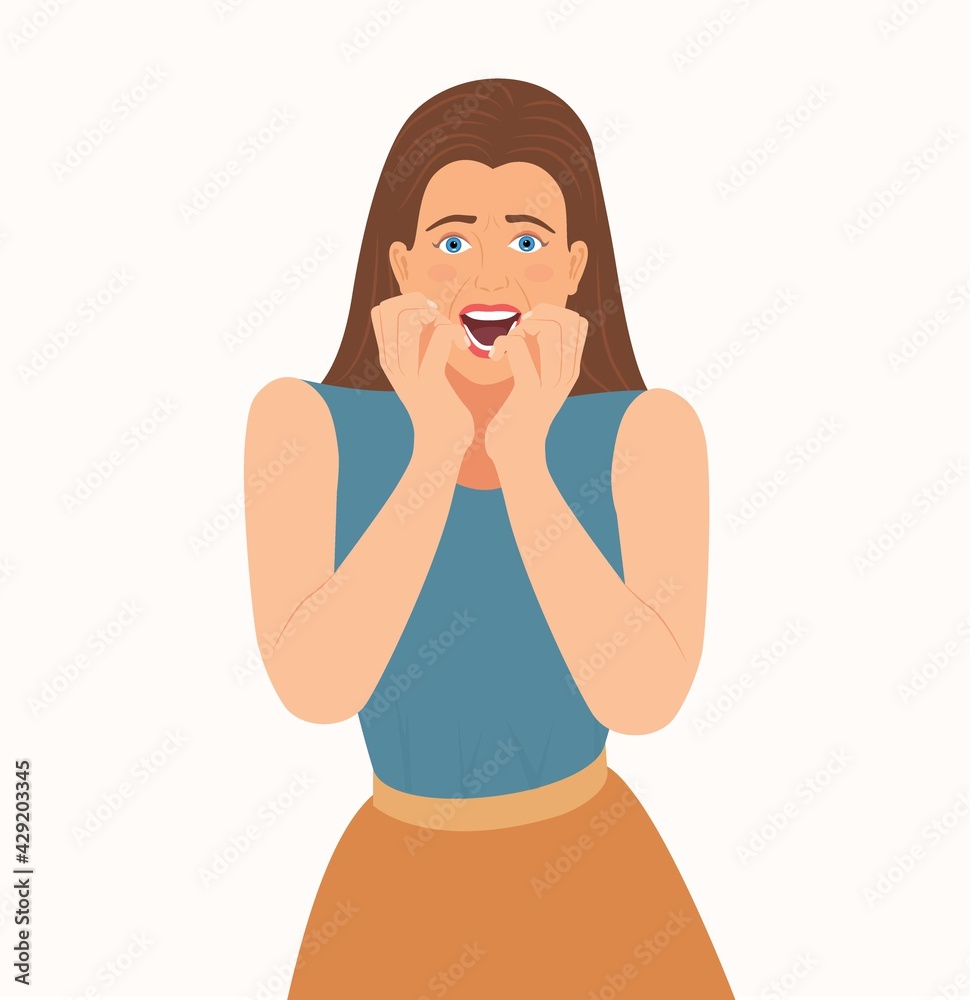 Cartoon scared and surprised face. Scared expression vector illustration., Stock vector