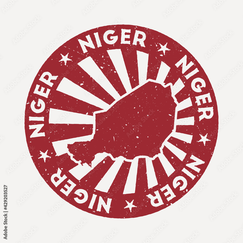Niger stamp. Travel red rubber stamp with the map of country, vector illustration. Can be used as insignia, logotype, label, sticker or badge of the Niger. Niger stamp. Travel red rubber stamp with the map of country, vector illustration. Can be used as insignia, logotype, label, sticker or badge of the Niger.
