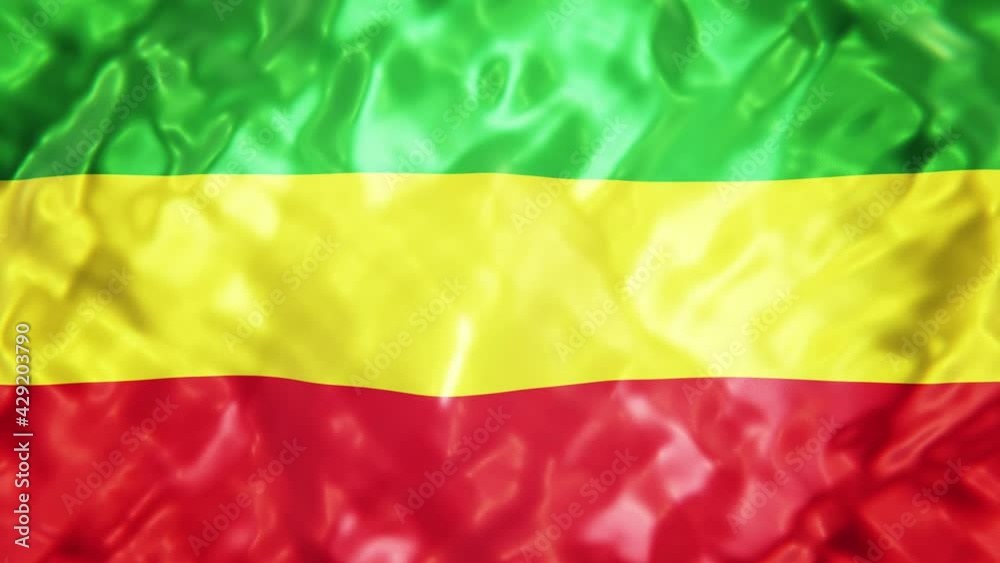 Realistic looping slow motion 3D animation of the Rastafarian flag ...