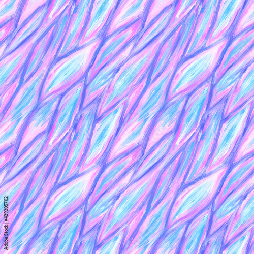 Pink and blue diagonal brush strokes with oil paint. Textile pattern. Digital background. Abstract seamless pattern.