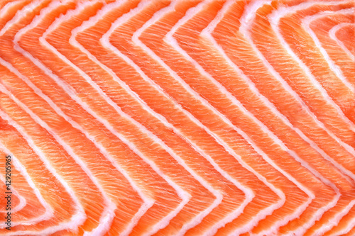 Salmon Fillet Texture or Pattern Closeup, Top View, Macro, Fresh Red Fish or Trout Background.
