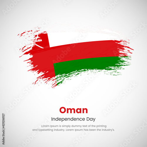 Brush painted grunge flag of Oman country. Independence day of Oman. Abstract creative painted grunge brush flag background.