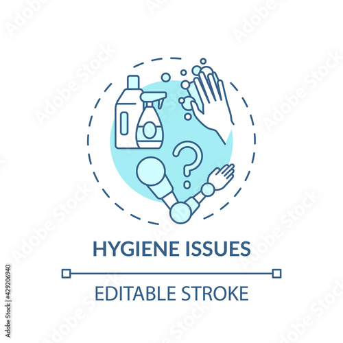 Hygiene issues concept icon. Prosthesis replacement idea thin line illustration. Implants and prosthesis cleaning. Personal hygiene. Vector isolated outline RGB color drawing. Editable stroke