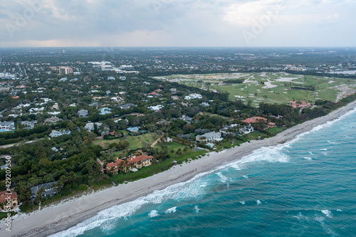 Aerial photo of Larry Ellison 80 million dollar biggest beachfront home in North Palm Beach photo