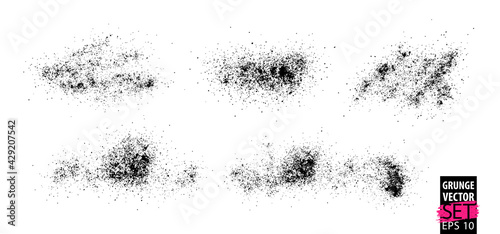 Grunge splatter set. Spray stains background. Powder splatter texture. Paint splashes. Liquid stains. Highly detailed grunge. Ink spots. Grunge drops.