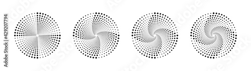 Halftone vortex. Halftone. Dotted background. Set of halftone vortexs. Vector illustration