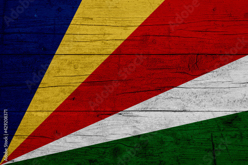 Flag of Seychelles. Wooden texture of the flag of Seychelles photo