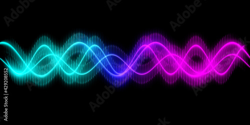 Sound wave line multicolor music abstract background. Neon light curved with colorful graphic design.