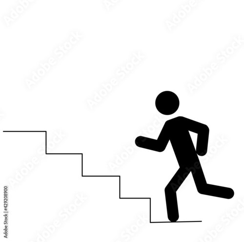 silhouette man running up the stairs, businessman, success concept