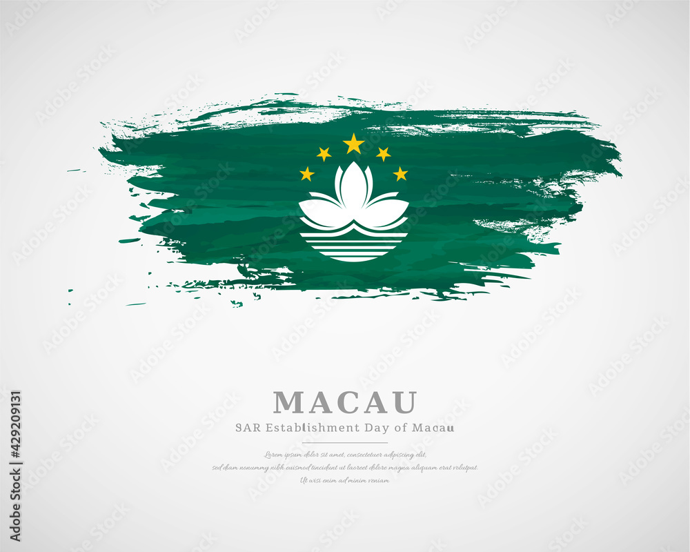 Happy SAR Establishment day of Macau with artistic watercolor country flag background Happy SAR Establishment day of Macau with artistic watercolor country flag background