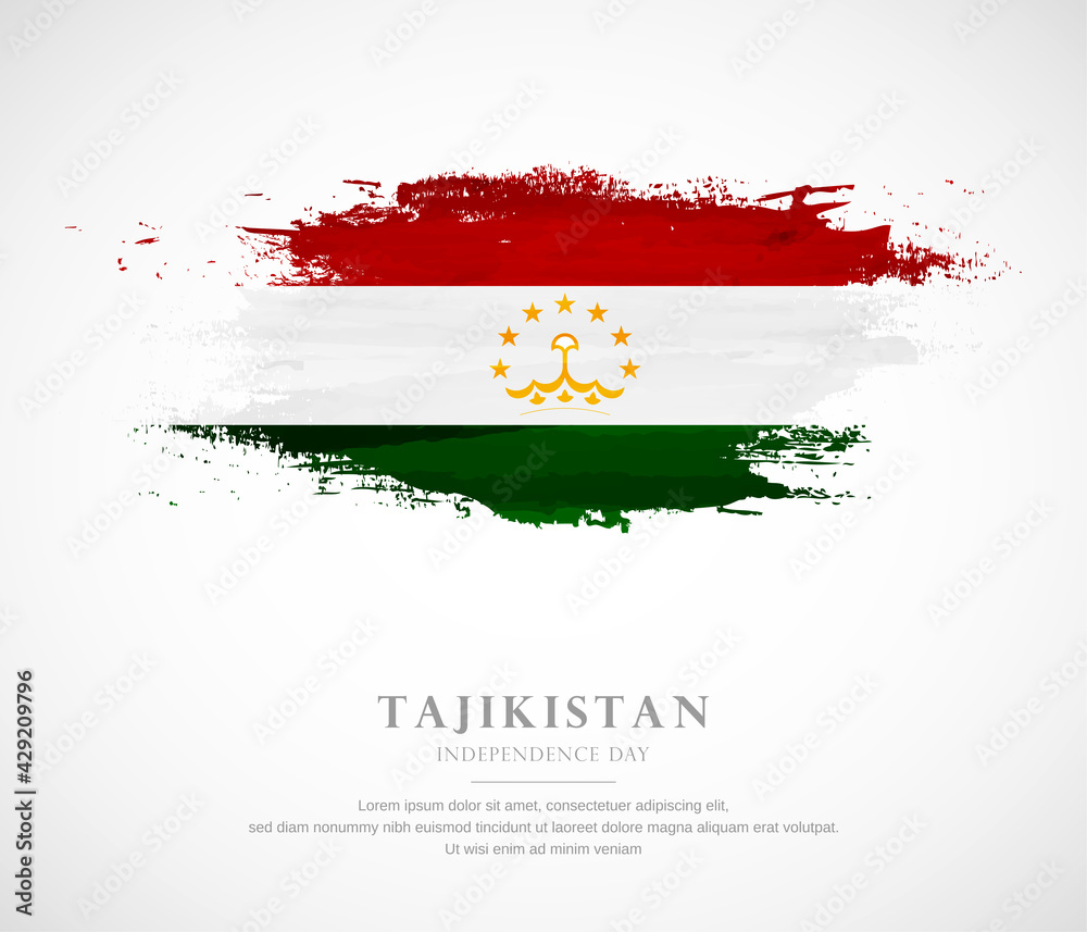 Abstract watercolor brush stroke flag for independence day of Tajikistan