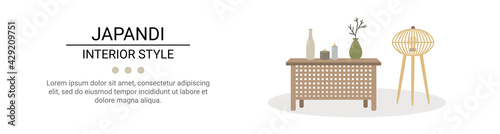 vector illustration of a japandi design interior