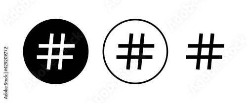 Hashtag icons set. black hashtag icon