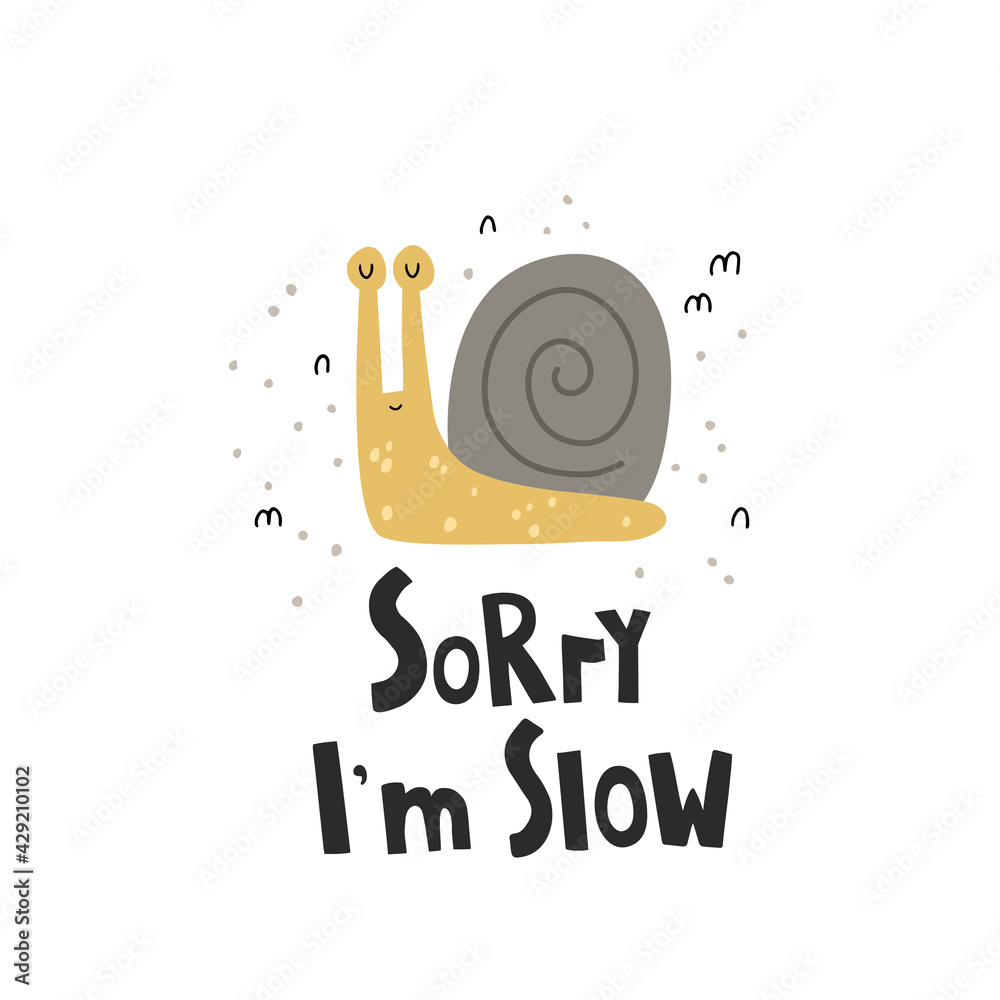 vector illustration of funny snail and text