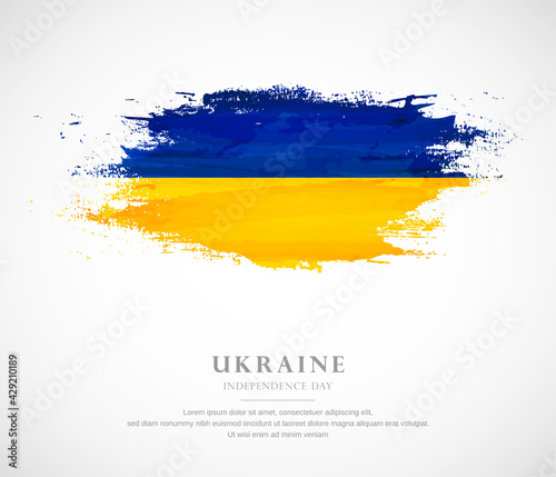 Abstract watercolor brush stroke flag for independence day of Ukraine